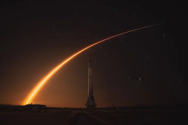 A Falcon 9 rocket launching from Kennedy Space Center, Florida